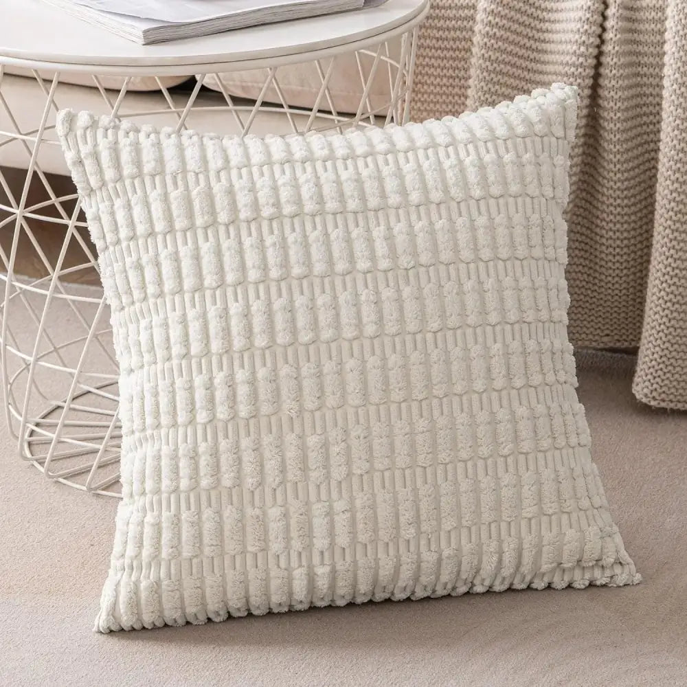 Dark gray ribbed corduroy pillow cover living room cushion case