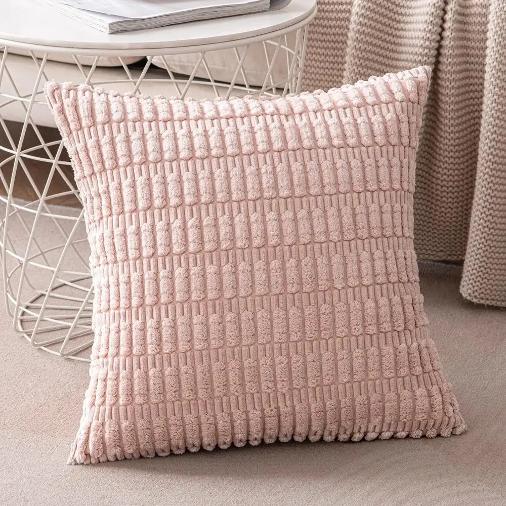 Dark gray ribbed corduroy pillow cover living room cushion case