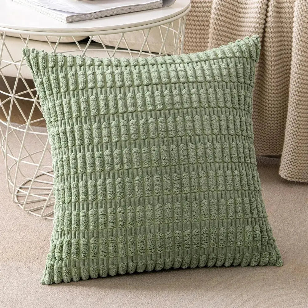Dark gray ribbed corduroy pillow cover living room cushion case