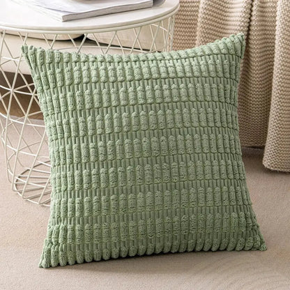 Dark gray ribbed corduroy pillow cover living room cushion case