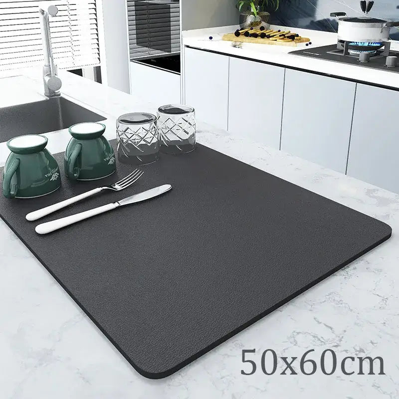 Dark gray silicone coffee mat absorbent kitchen drying mat