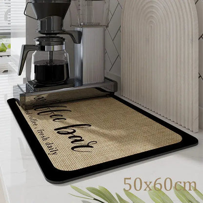 Dark gray silicone coffee mat absorbent kitchen drying mat