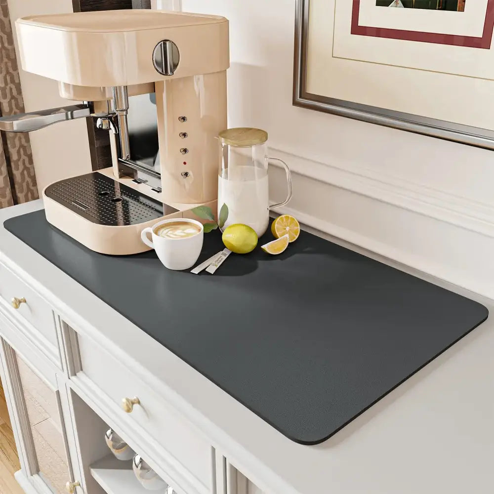 Dark gray silicone coffee mat absorbent kitchen drying mat