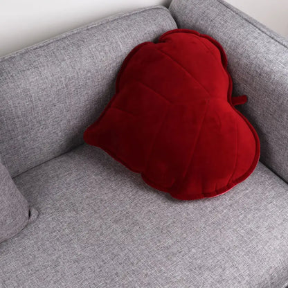 Dark green 3d leaf throw pillow bedroom soft plush cushion