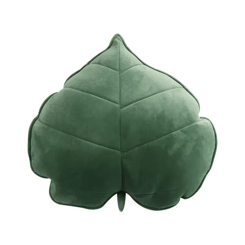 Dark green 3d leaf throw pillow bedroom soft plush cushion