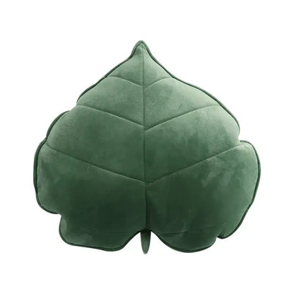 Dark green 3d leaf throw pillow bedroom soft plush cushion