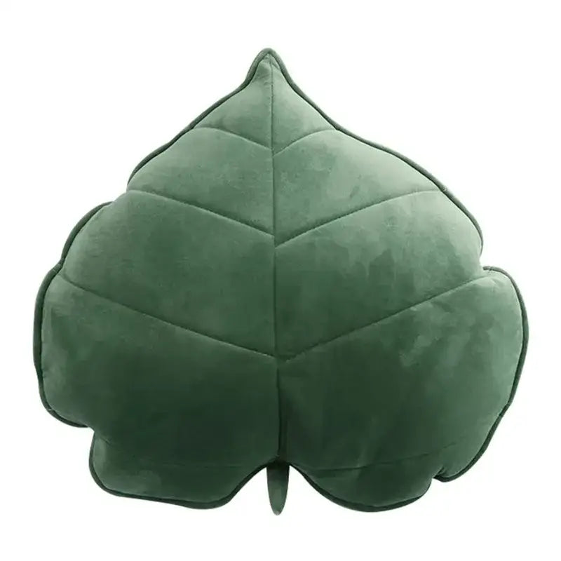 Dark green 3d leaf throw pillow bedroom soft plush cushion