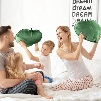 Dark green 3d leaf throw pillow bedroom soft plush cushion