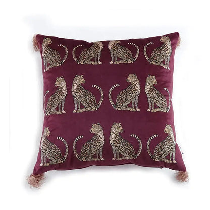 Dark green velvet leopard cheetah print cushion cover living room