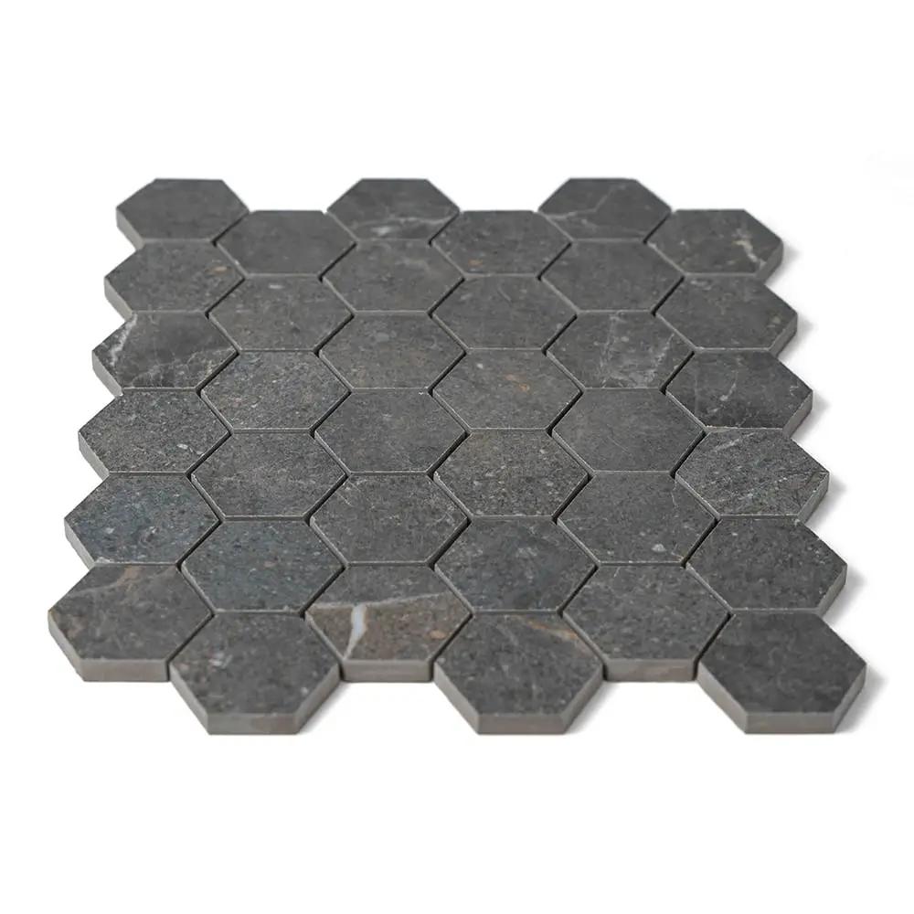 Dark Matte Hexagon 2 Porcelain Mosaics 12x12