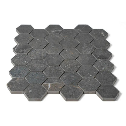 Dark Matte Hexagon 2 Porcelain Mosaics 12x12