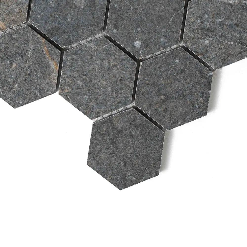 Dark Matte Hexagon 2 Porcelain Mosaics 12x12