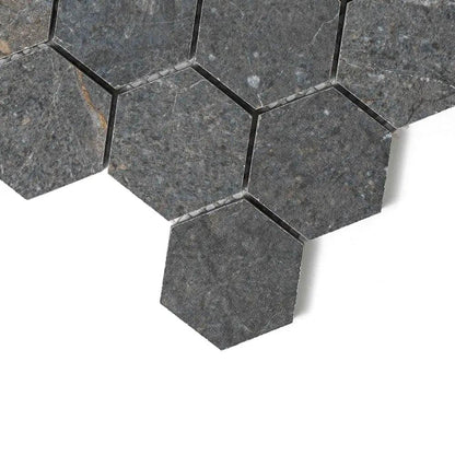 Dark Matte Hexagon 2 Porcelain Mosaics 12x12