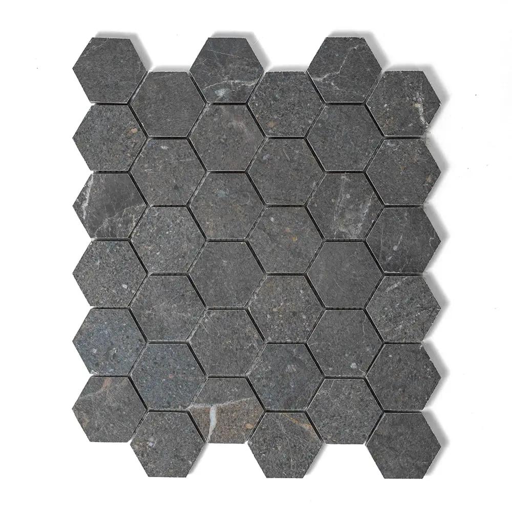 Dark Matte Hexagon 2 Porcelain Mosaics 12x12