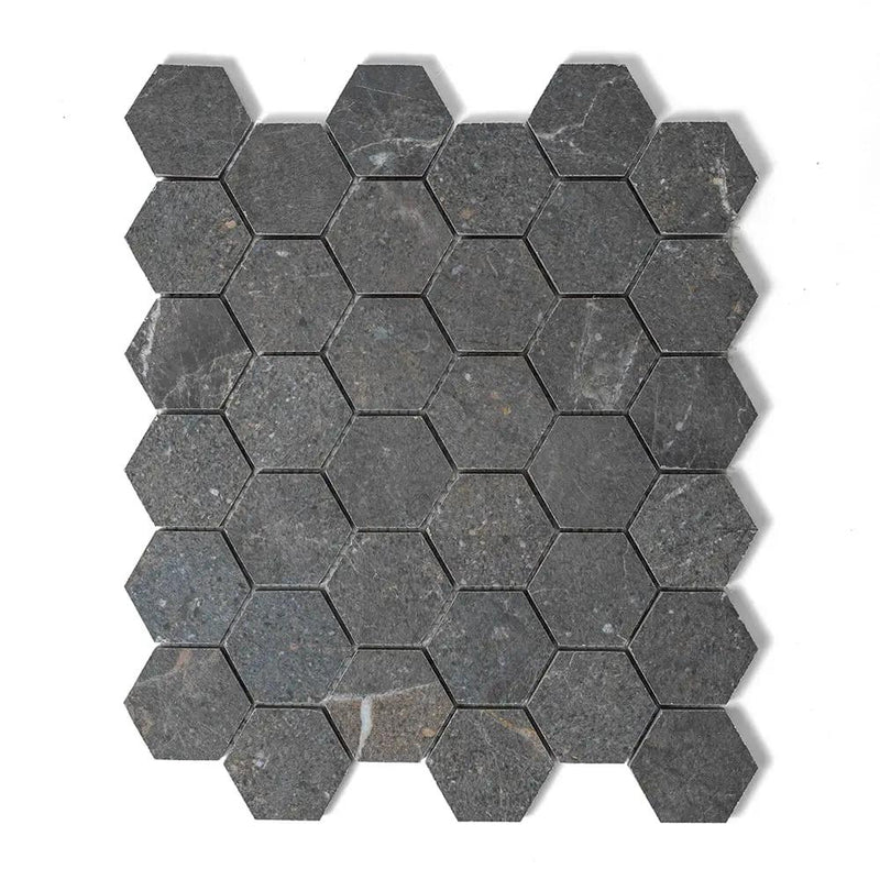 Dark Matte Hexagon 2 Porcelain Mosaics 12x12