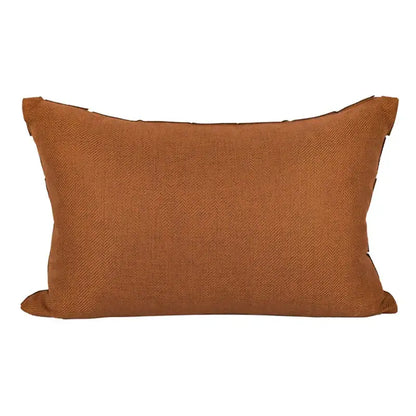 Dark orange geometric leather lumbar pillow cover bedroom decor
