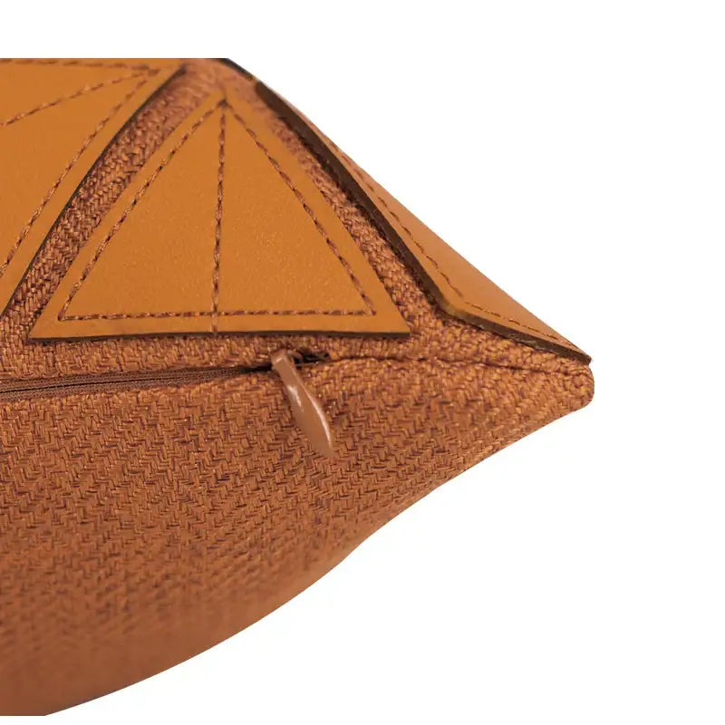 Dark orange geometric leather lumbar pillow cover bedroom decor