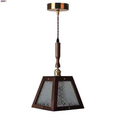 Dark wood and glass led pendant lamp for dining room