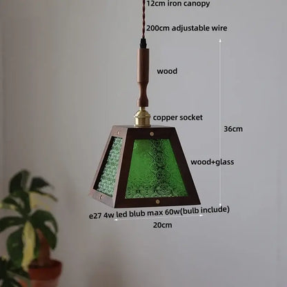 Dark wood and glass led pendant lamp for dining room