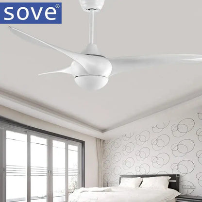 Dark wood led village ceiling fan bedroom with remote control