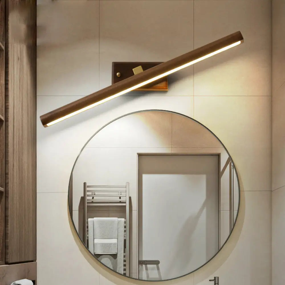 DecorBites™ Dark Wood Nordic Linear Wall Sconce Bathroom LED Light with Acrylic Shade