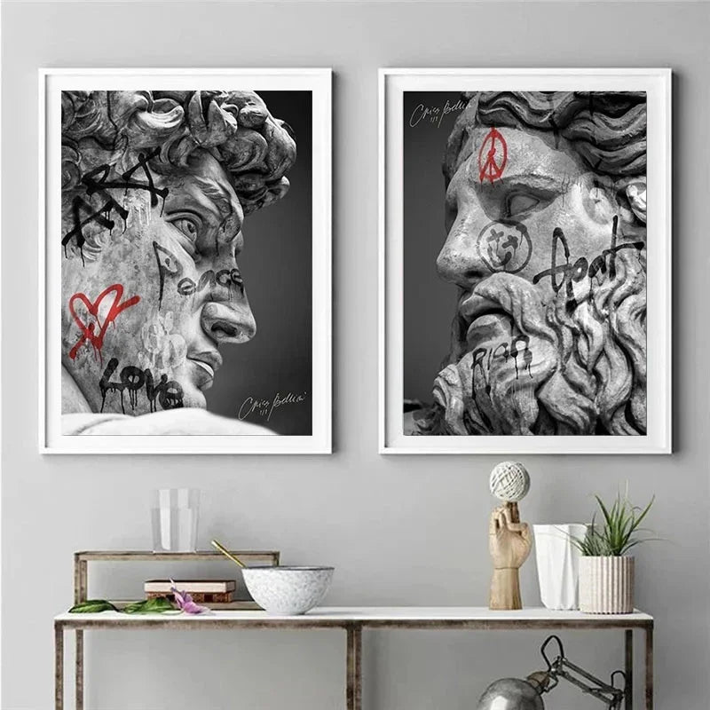 DecorBites™ David Graffiti Art Canvas Print for Room Decor