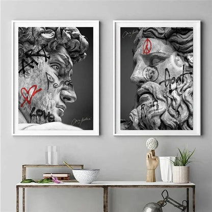 DecorBites™ David Graffiti Art Canvas Print for Room Decor
