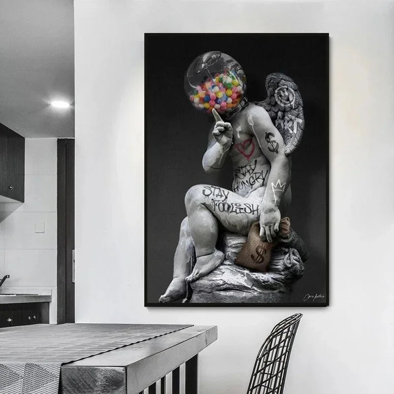 DecorBites™ David Graffiti Art Canvas Print for Room Decor