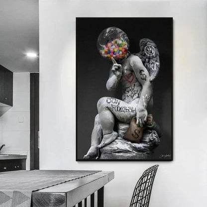 DecorBites™ David Graffiti Art Canvas Print for Room Decor