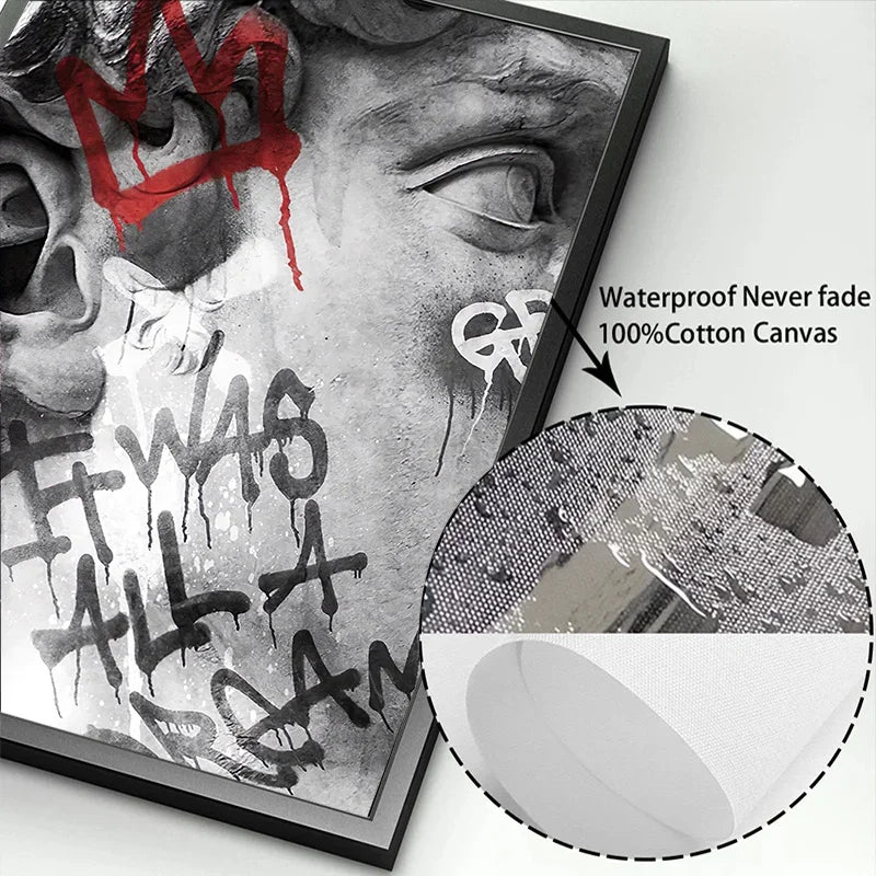 DecorBites™ David Graffiti Art Canvas Print for Room Decor