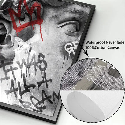 DecorBites™ David Graffiti Art Canvas Print for Room Decor