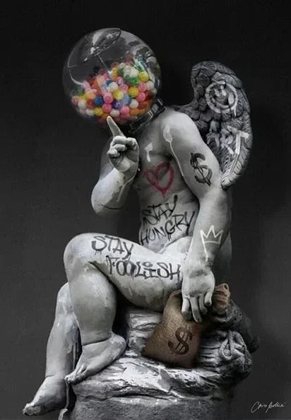 DecorBites™ David Graffiti Art Canvas Print for Room Decor
