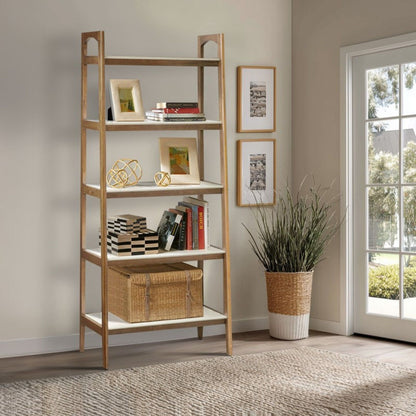 Parker - Bookcase With 5 Shelves - Off White / Natural