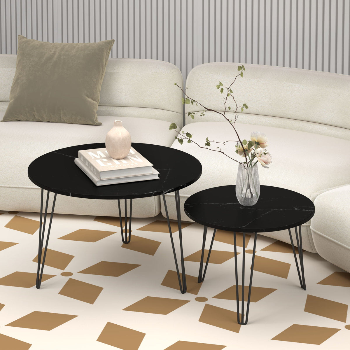 Round Nesting Coffee Table For Living Room (Set of 2)