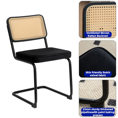 Rattan Side Accent Dining Chairs With Painted Legs (Set of 2)