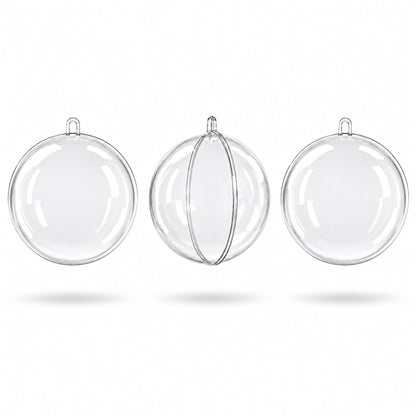 3.15-Inch Clear Plastic Fillable Christmas Ball Ornaments for DIY Projects: Set of 3