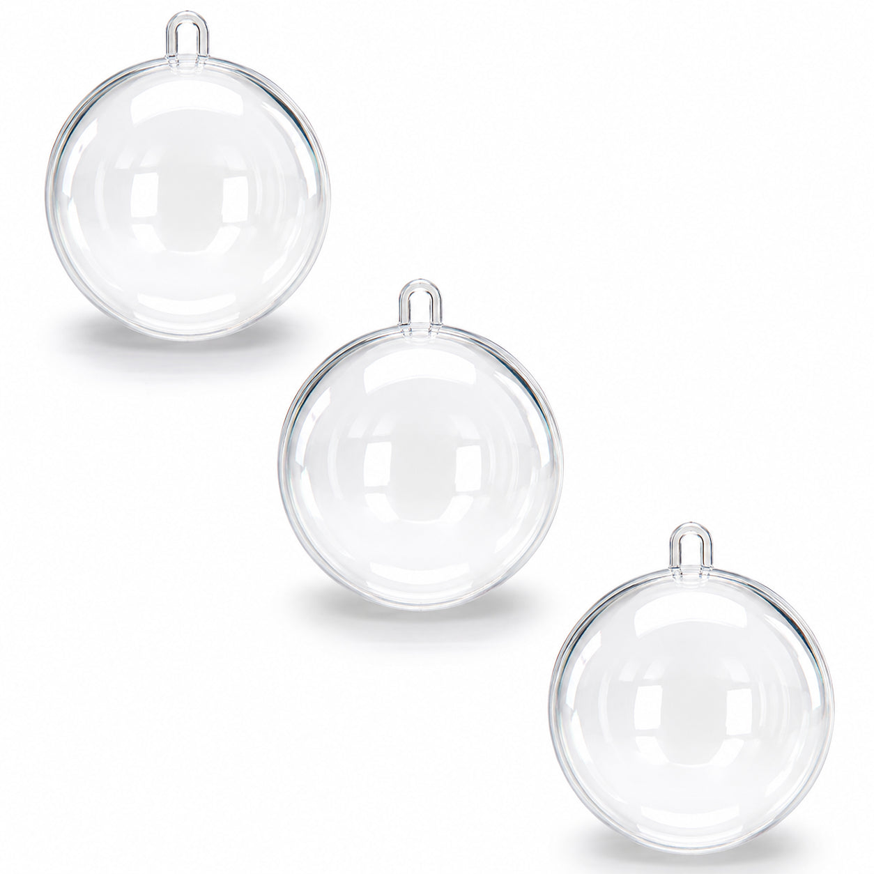 2.36-Inch Clear Plastic Fillable Christmas Ball Ornaments for DIY Crafts: Set of 3