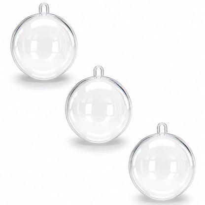 2.36-Inch Clear Plastic Fillable Christmas Ball Ornaments for DIY Crafts: Set of 3