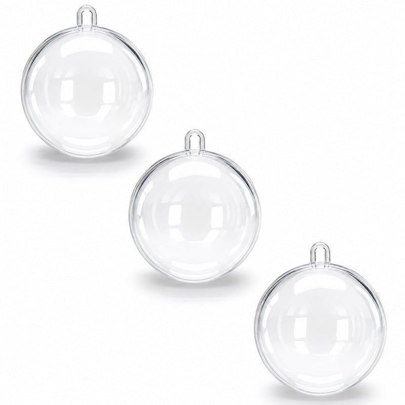 3.15-Inch Clear Plastic Fillable Christmas Ball Ornaments for DIY Projects: Set of 3