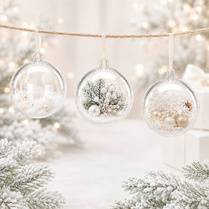 2.36-Inch Clear Plastic Fillable Christmas Ball Ornaments for DIY Crafts: Set of 3