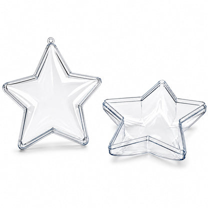 Set of 3 Openable Fillable Clear Plastic Star Christmas Ornaments DIY Craft 3.5 Inches