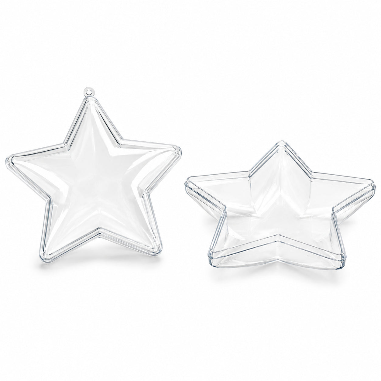 Set of 3 Clear Plastic Star Ornaments 3.25 Inches (83 mm)