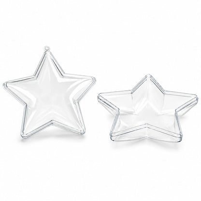 Set of 3 Clear Plastic Star Ornaments 3.25 Inches (83 mm)
