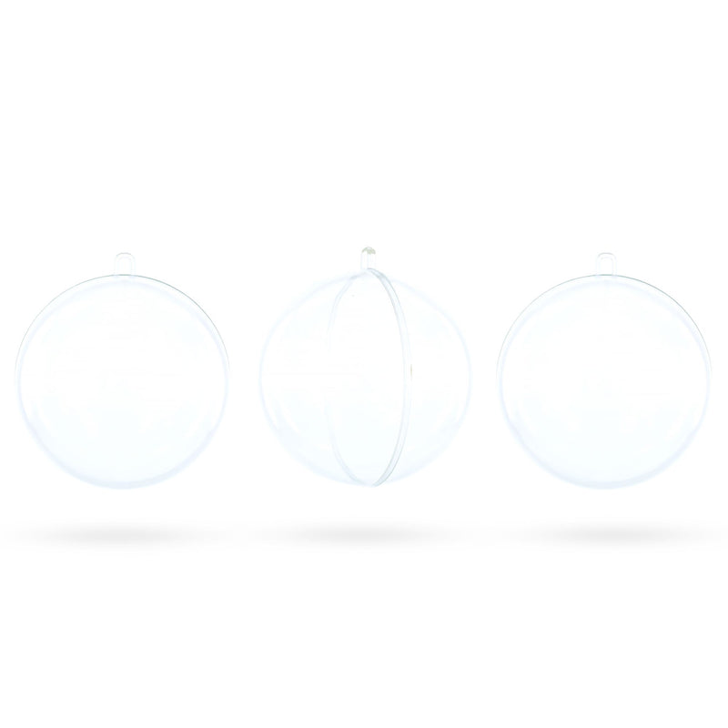 Set of 3 Openable Fillable Clear Plastic Ball Christmas Ornaments DIY Craft 4 Inches
