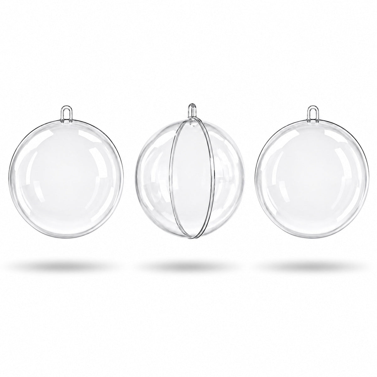 Set of 3 Openable Fillable Clear Plastic Ball Christmas Ornaments DIY Craft 4 Inches