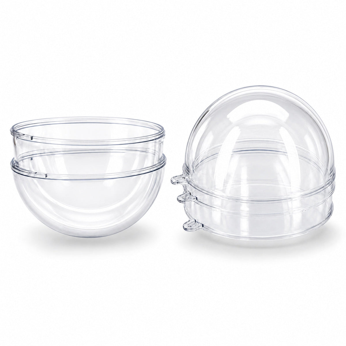 Set of 3 Openable Fillable Clear Plastic Ball Christmas Ornaments DIY Craft 4 Inches