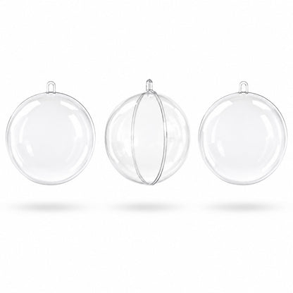 3.15-Inch Clear Plastic Fillable Christmas Ball Ornaments for DIY Projects: Set of 3