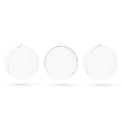 2.36-Inch Clear Plastic Fillable Christmas Ball Ornaments for DIY Crafts: Set of 3