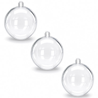2.36-Inch Clear Plastic Fillable Christmas Ball Ornaments for DIY Crafts: Set of 3