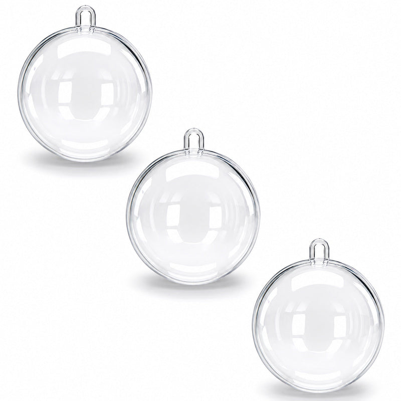 2.36-Inch Clear Plastic Fillable Christmas Ball Ornaments for DIY Crafts: Set of 3